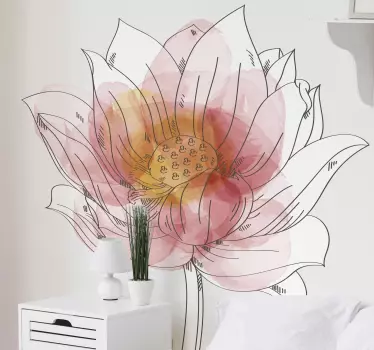 Vinilo de flor de loto tonos acuarela - TenVinilo