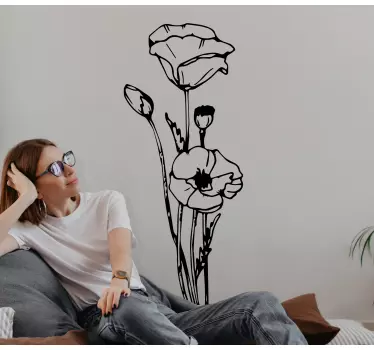 Vinilo de flor Ilustración de flores de amapola - TenVinilo