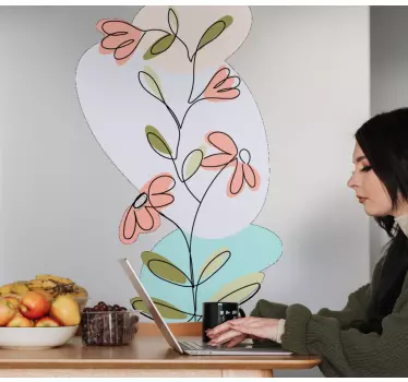 Vinilo de flor Margarita flores y rosas diseño minimalista - TenVinilo