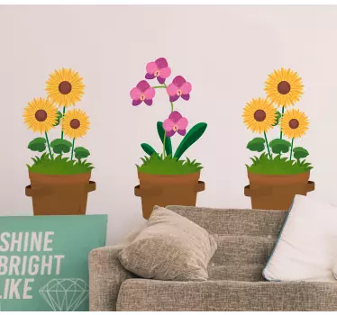 Vinilo de flor Orquídea y flor del sol - TenVinilo