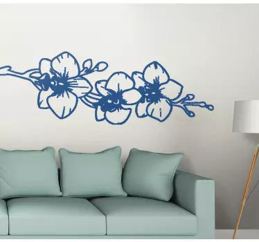 Vinilo de flor Orquídeas naturaleza arte lineal - TenVinilo