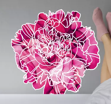 Vinilo de flores peonía color rosa - TenVinilo