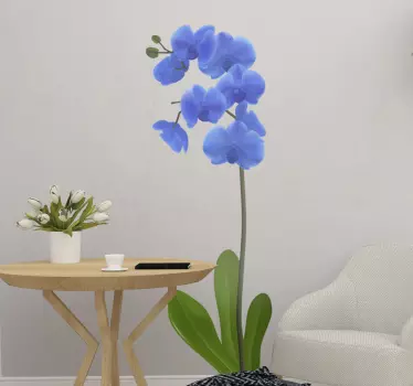 Vinilo de flores orquídea color azul - TenVinilo