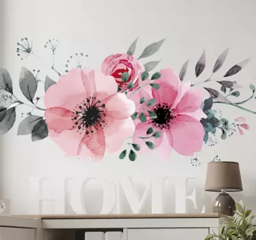 Vinilo flor rosas acuarela - TenVinilo
