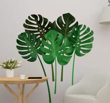 Vinilo de plantas conjunto hojas monstera - TenVinilo