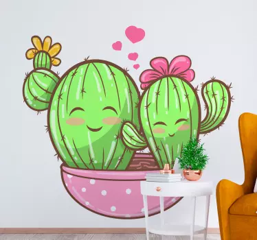 Vinilo de plantas dos cactus sonrientes - TenVinilo