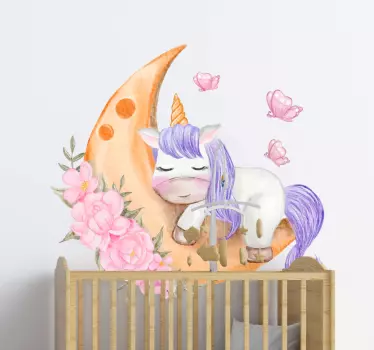 Vinilo de unicornio durmiendo en luna  - TenVinilo