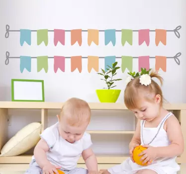 Vinilo decoración infantil banderines - TenVinilo