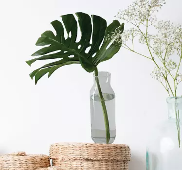 Vinilo decoración jarro monstera deliciosa - TenVinilo