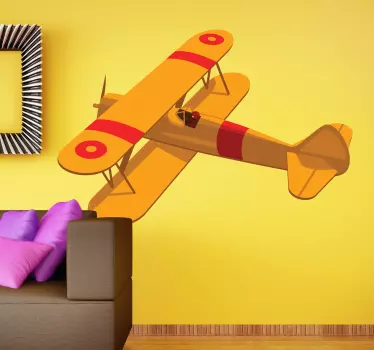Vinilo decorativo aeroplano amarillo - TenVinilo