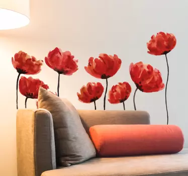 Vinilo flor amapolas acuarela - TenVinilo