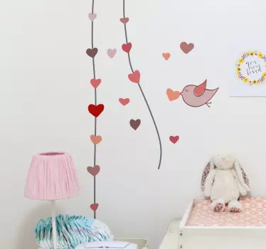 Vinilo decorativo ave corazón en boca - TenVinilo