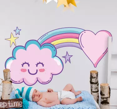 Vinilo decorativo cartoon Arco iris de dibujos animados de nube s - TenVinilo