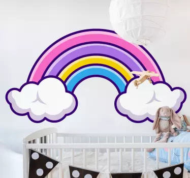 Vinilo decorativo cartoon Arco iris de nubes - TenVinilo