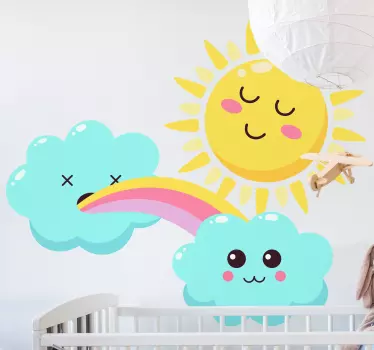 Vinilo decorativo cartoon Dibujos animados de arco iris brillante - TenVinilo