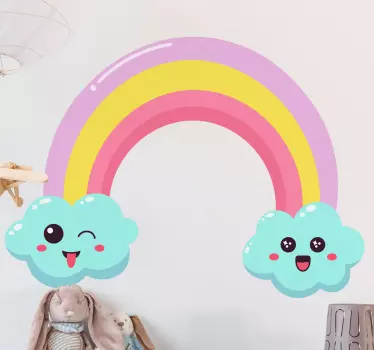 Vinilo decorativo cartoon Sonriendo lindo dibujos animados nubes  - TenVinilo