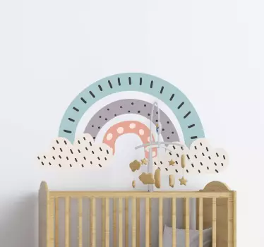 Vinilo decorativo cuento infantil Arcoiris nórdico tricolor - TenVinilo