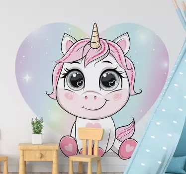 Vinilo decorativo cuento infantil con lindo unicornio - TenVinilo