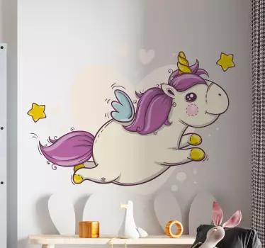 Vinilo decorativo cuento infantil Dibujos animados unicornio mora - TenVinilo
