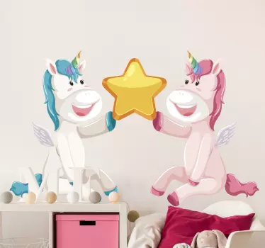 Vinilo decorativo de unicornios y una estrella - TenVinilo