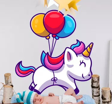 Vinilo decorativo cuento infantil Lindo unicornio - TenVinilo