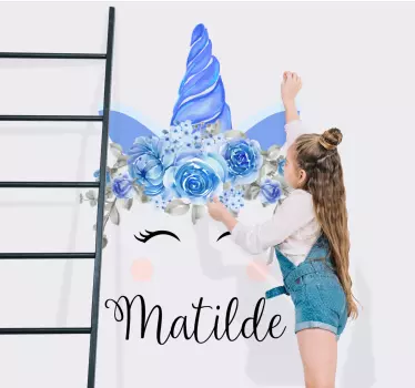 Vinilo decorativo cuento infantil Lindos unicornios ojos y cuerno - TenVinilo