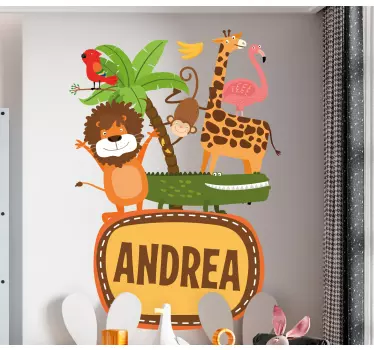 Vinilo decorativo de animal salvaje Animales del árbol de la selv - TenVinilo
