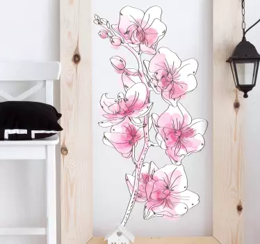 Vinilo decorativo de flores de orquídeas acuarela - TenVinilo