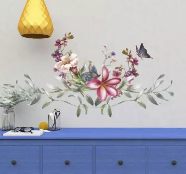Vinilo para recibidor de flores ornamentales - TenVinilo