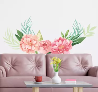 Vinilo decorativo de flores rosas color pastel - TenVinilo