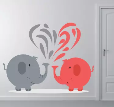 Vinilo decorativo elefante gris y rojo - TenVinilo