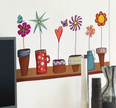 Vinilo decorativo estantería macetas - TenVinilo