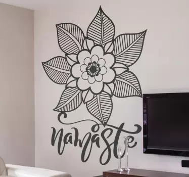 Vinilo decorativo flor grande paisley frase namaste - TenVinilo