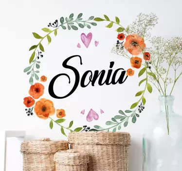 Vinilo flor con nombre personalizable - TenVinilo