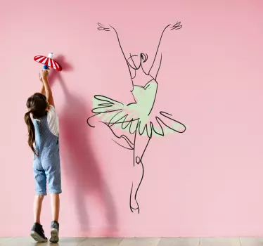 Vinilo decorativo ilustración Bailarina en pose line art - TenVinilo