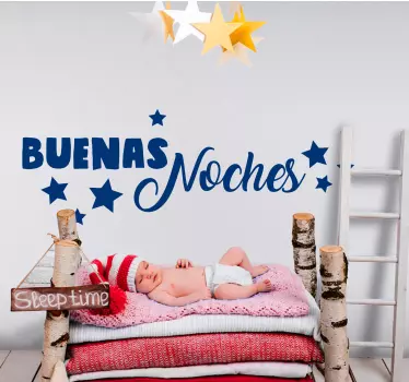 Vinilo decorativo ilustración Buenas noches rodeado de estrellas - TenVinilo