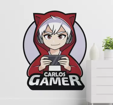 Vinilo decorativo ilustración Chico anime gamer - TenVinilo