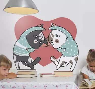 Vinilo decorativo ilustración Gatitos de anime kawaii - TenVinilo