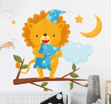 Vinilo decorativo ilustración Leones duermen en el árbol - TenVinilo