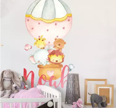 Vinilo decorativo ilustración Los lindos animales volando en glob - TenVinilo
