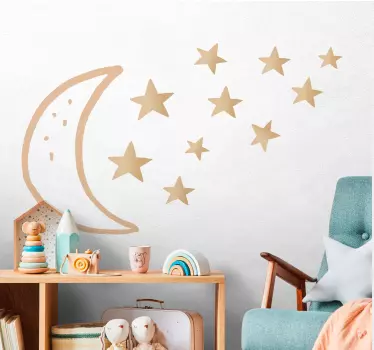Vinilo decorativo ilustración Luna dispersando estrellas - TenVinilo