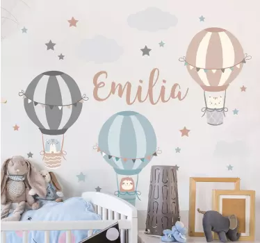Vinilo decorativo ilustración Nubes y globos de color pastel - TenVinilo