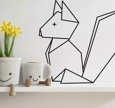 Vinilo decorativo ilustración Origami sit fox - TenVinilo