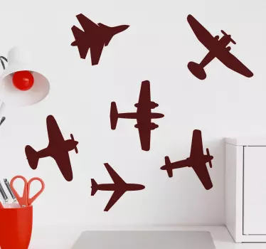 Vinilo decorativo ilustración Varios aviones volando en el cielo - TenVinilo