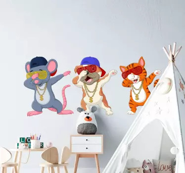 Vinilo decorativo infantil dibujos animados bailando - TenVinilo