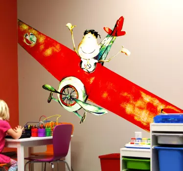 Vinilo decorativo infantil niño avión - TenVinilo