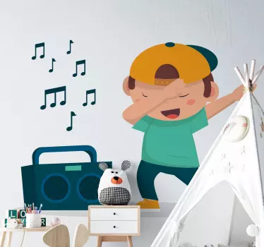 Vinilo decorativo infantil niño rapero bailando - TenVinilo