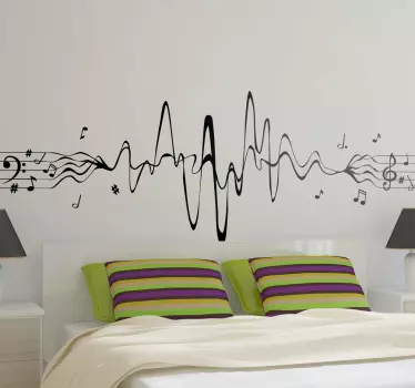 Vinilo decorativo musical pentagrama sinusoidal - TenVinilo