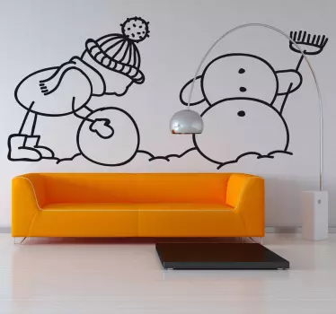 Vinilo decorativo niño muñeco nieve - TenVinilo