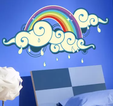 Vinilo decorativo nubes arco iris - TenVinilo